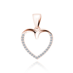 Pandantiv argint placat cu aur roz inima cu pietre DiAmanti Z1830CRG-DIA (Argint 925‰ 0,9 g.)
